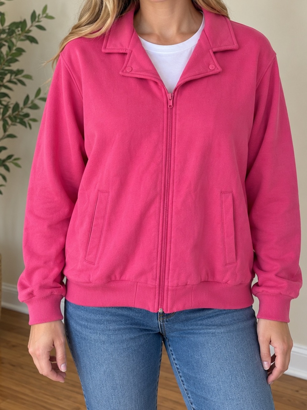 Blair Hot Pink Zip-Up Bomber Jacket